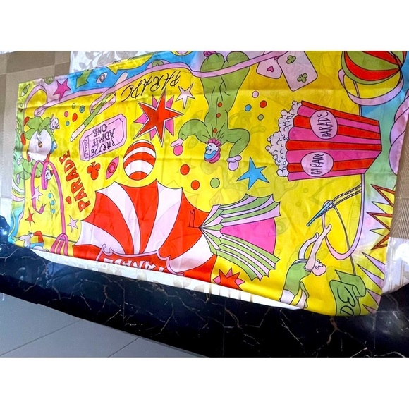 Parade Circus Carnival Colorful Square Scarf Big Top Clown - Picture 2 of 7